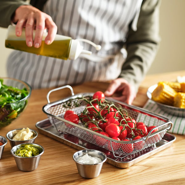 GRILLTIDER Barbecue basket, stainless steel, 33x19 cm