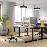 GRÖNFJÄLL Office chair with armrests, Letafors yellow-brown/black