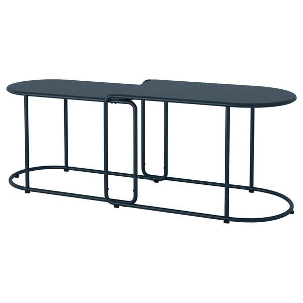 GRYTSHOLM Nest of tables, set of 2, outdoor/black-blue