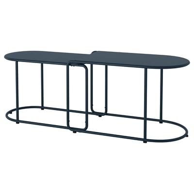 GRYTSHOLM Nest of tables, set of 2, outdoor/black-blue