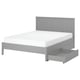 GULLABERG bed, light grey, wooden frame, drawers, slatted headboard.