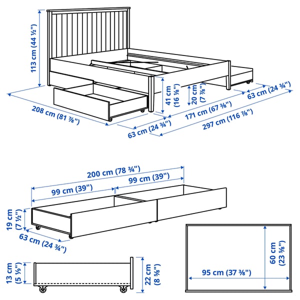 Illustration with measurements for the product: GULLABERG.