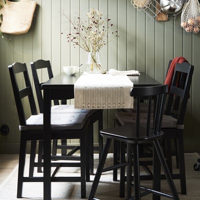HÄGERNÄS Table and 4 chairs, black stained pine