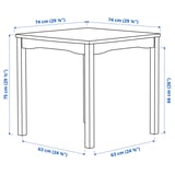 HAUGA / STEFAN Table and 2 chairs, grey/brown-black Knisa grey/beige, 74x74 cm