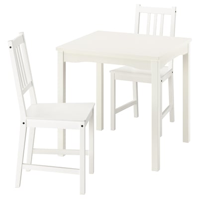 HAUGA / STEFAN Table and 2 chairs, white/white, 74x74 cm