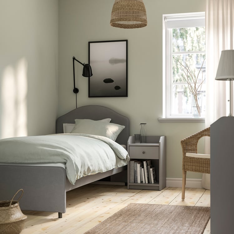 HAUGA Upholstered bed frame Vissle grey IKEA