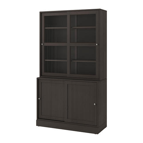 Havsta Storage Comb W Sliding Glass Doors Dark Brown Ikea