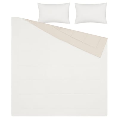 HEDFRYLE Comforter set, white/beige, 240x220/50x80 cm