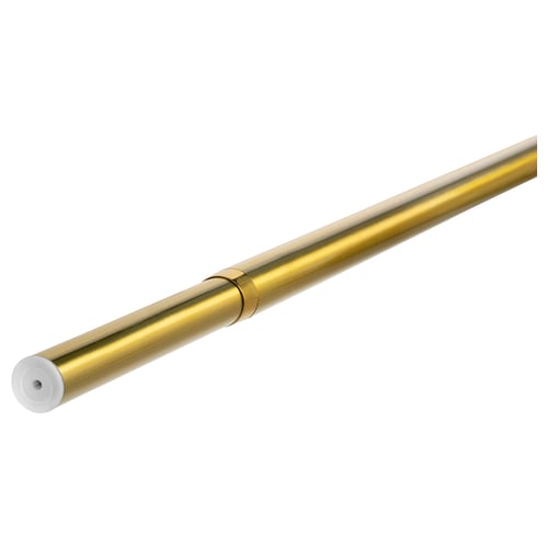 HUGAD brass-colored metal flexible curtain rod, adjustable, cylindrical shape with abs plastic sleeve and polypropylene end cap.
