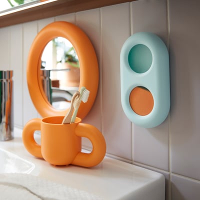 HUMLESJÖN Timer with suction cup, turquoise