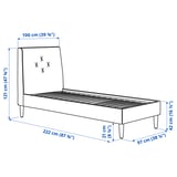 IDANÄS Upholstered bed frame, Gunnared dark grey, 90x200 cm