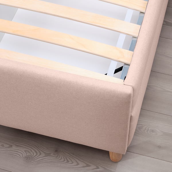 IDANÄS upholstered storage bed, Gunnared pale pink, 90x200 cm IKEA