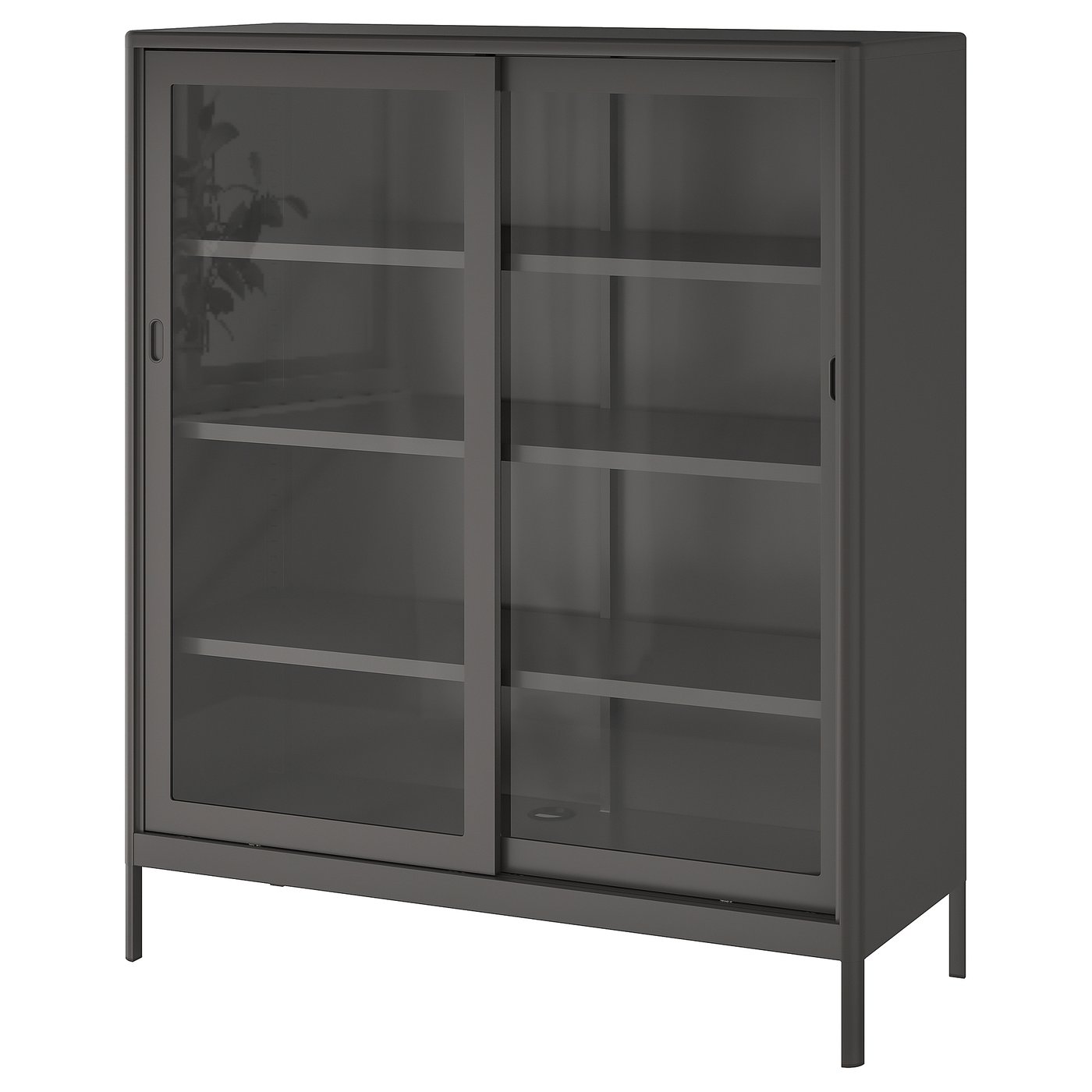 IDÅSEN cabinet with sliding glass doors, dark grey, 120x140 cm - IKEA