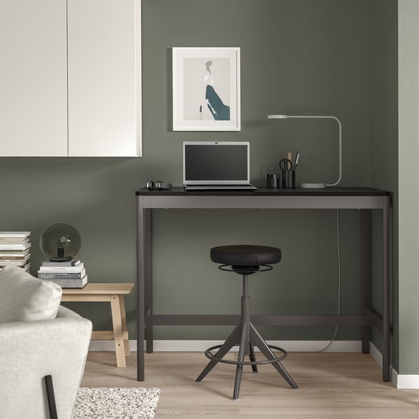 IDÅSEN Table, black/dark grey, 140x70x105 cm