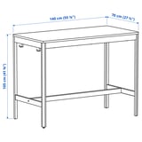 IDÅSEN Table, black/dark grey, 140x70x105 cm