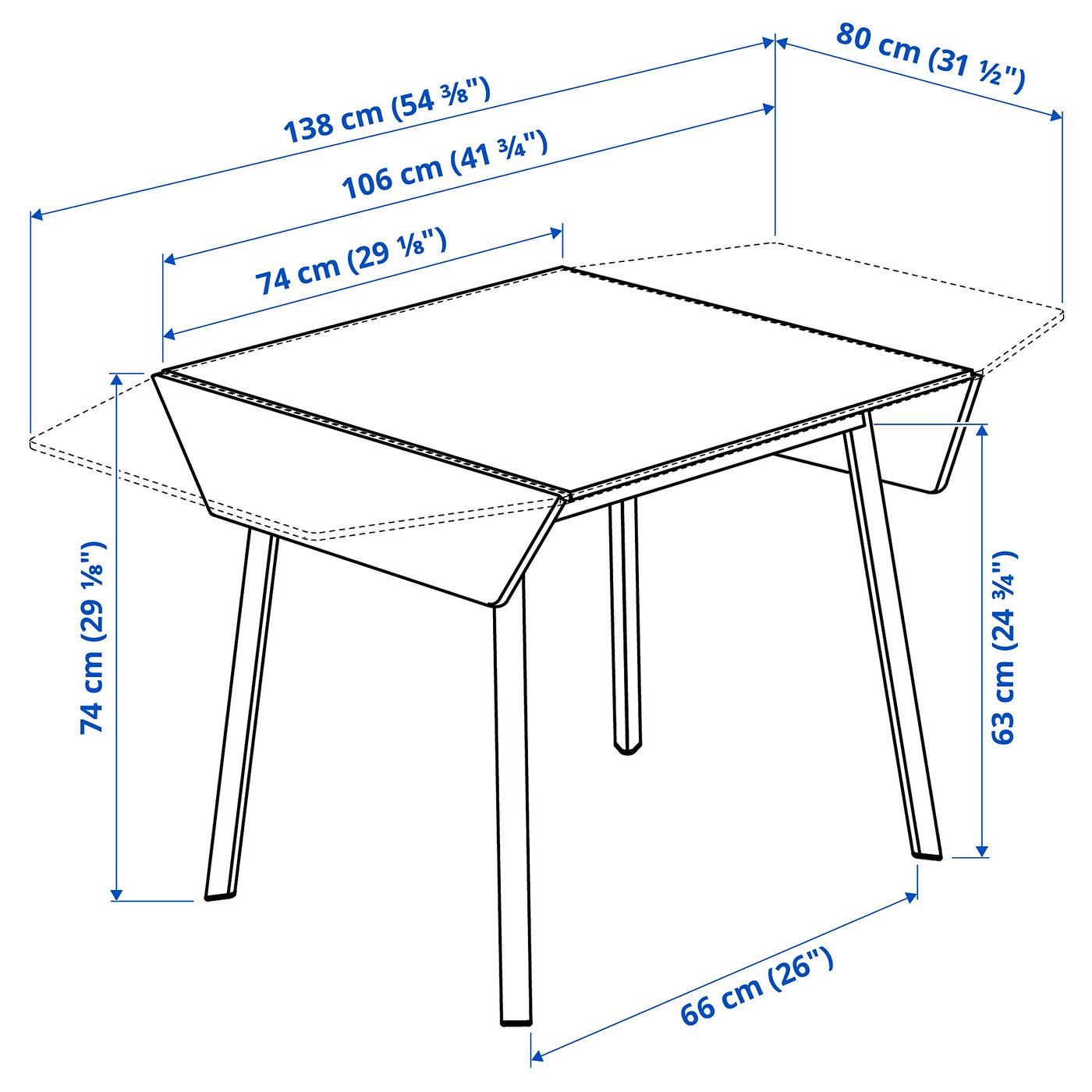 IKEA PS 2012 drop-leaf table, bamboo/white, 74/106/138x80 cm - IKEA