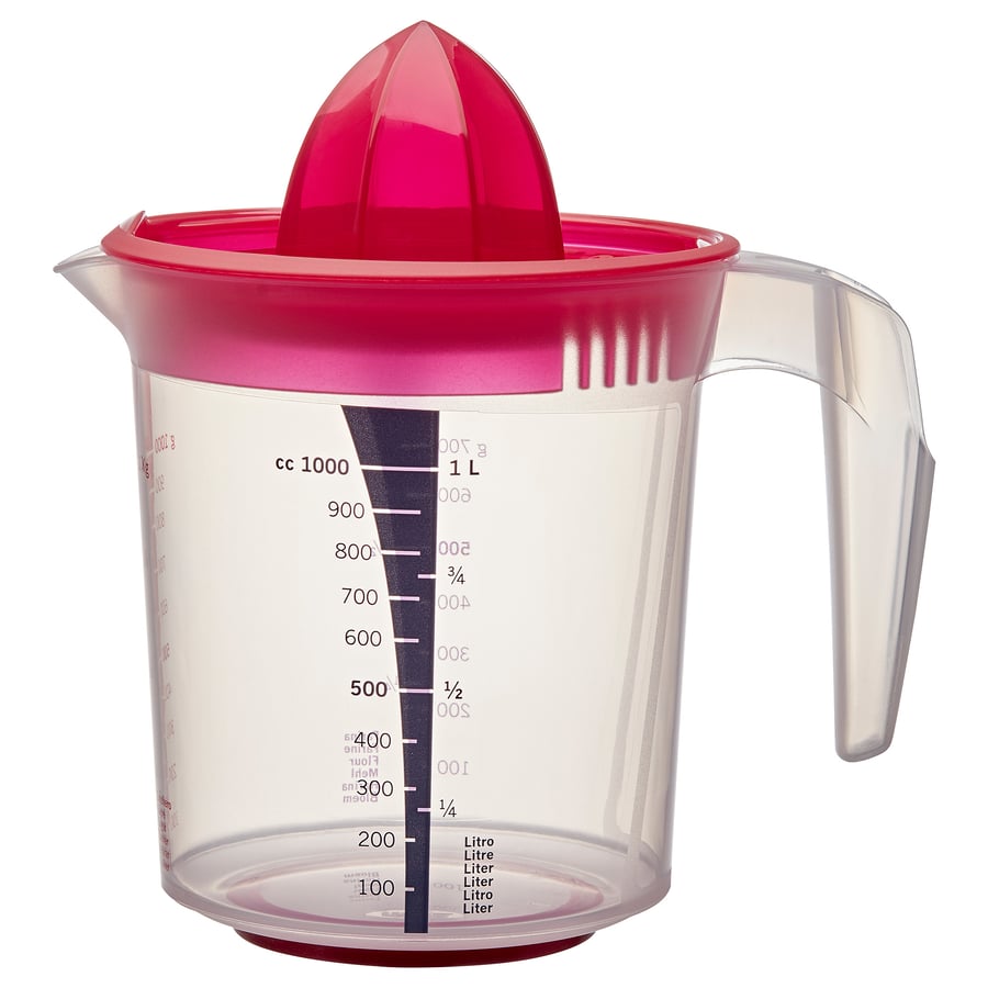 INFRIA Jug with lid and citrus squeezer transparent/cerise IKEA