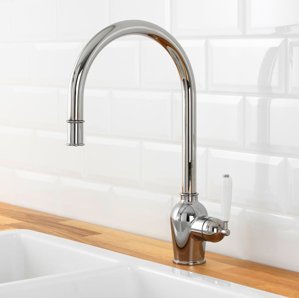 INSJÖN Kitchen mixer tap w pull-out spout, chrome-plated