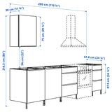 JÄRNBODA Kitchen, white, 220x62x219 cm