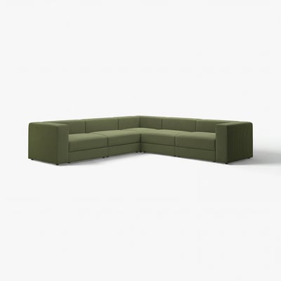Green JÄTTEBO modular sofa. Modern design with soft lines, multiple sections, and comfortable cushions.