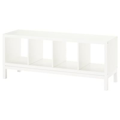 KALLAX Shelving unit with underframe, white/white, 147x59 cm