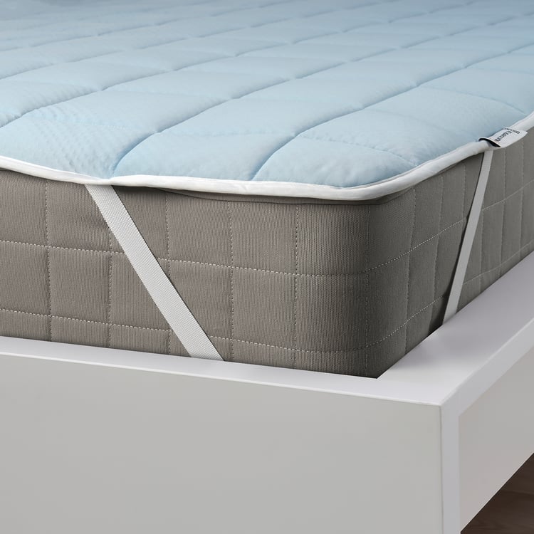 KEJSAROLVON mattress protector, beige/blue, 140x200 cm IKEA