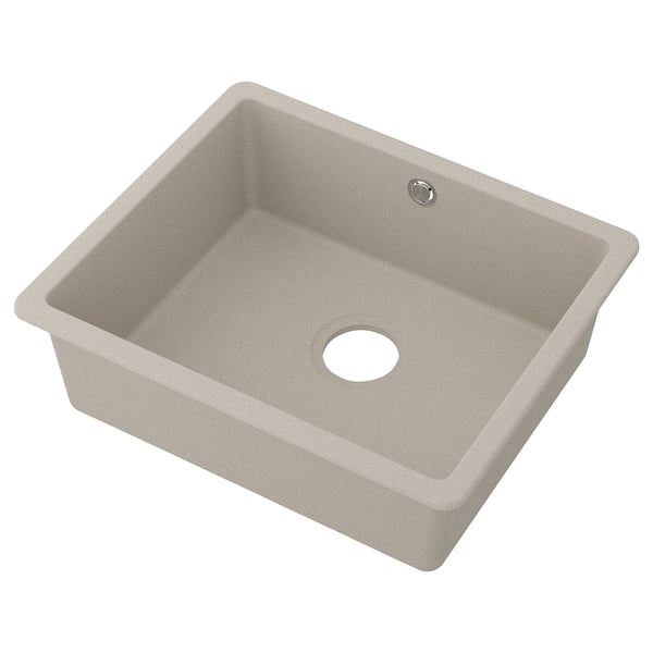 KILSVIKEN Inset sink, 1 bowl, grey/beige quartz composite/grey, 56x46 cm
