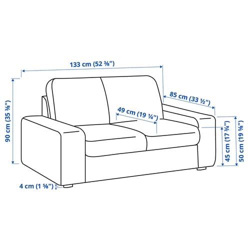 Illustration with measurements for the product: KIVIK.