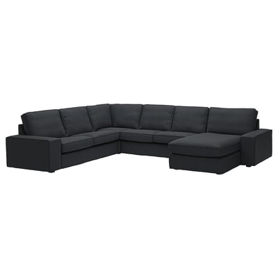 KIVIK sectional sofa, grey, modern design, deep seats, plush cushions, recycled fabric.