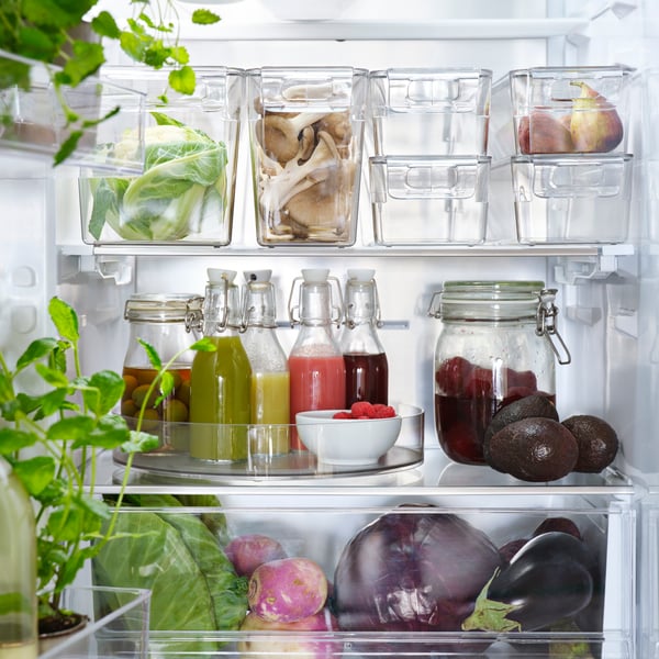KLIPPKAKTUS Storage box for fridge set of 6, transparent