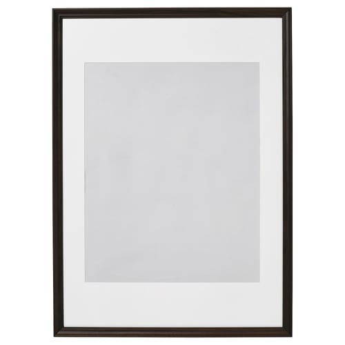 Black KLOTKÖRSBÄR photo frame, rectangular, simple design, wooden look, plastic front protection.