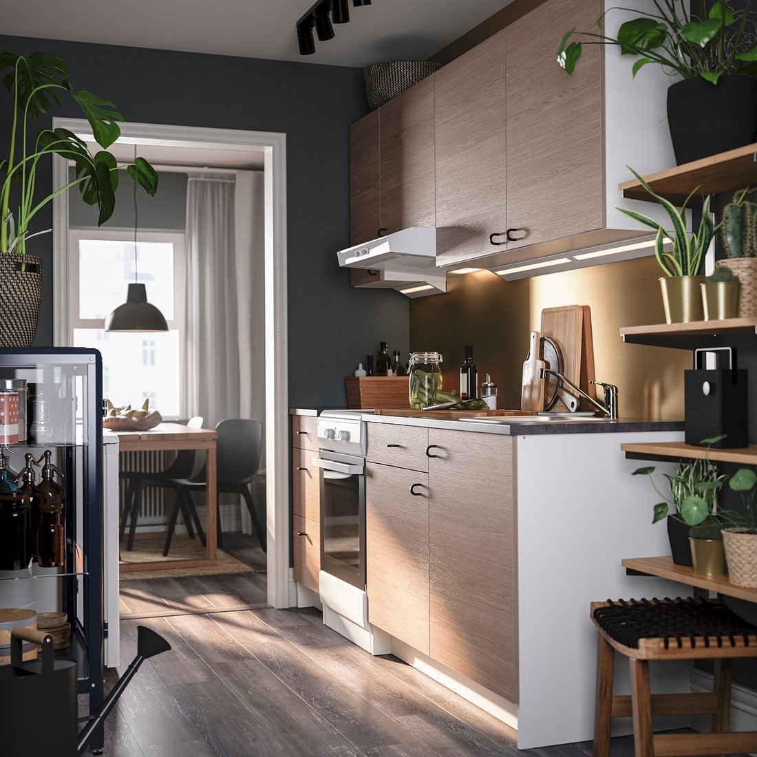 KNOXHULT مطبخ مظهر الخشب رمادي IKEA