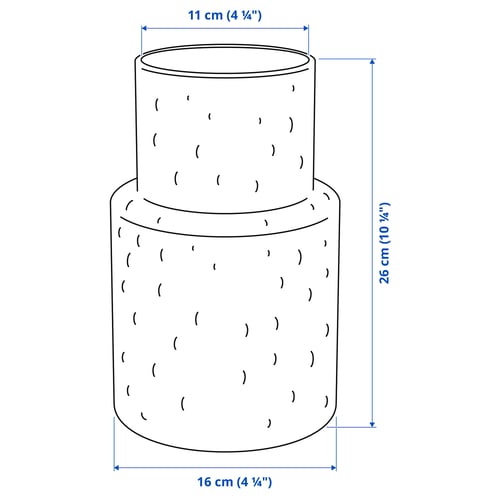 KONSTFULL Vase, clear glass/patterned, 26 cm