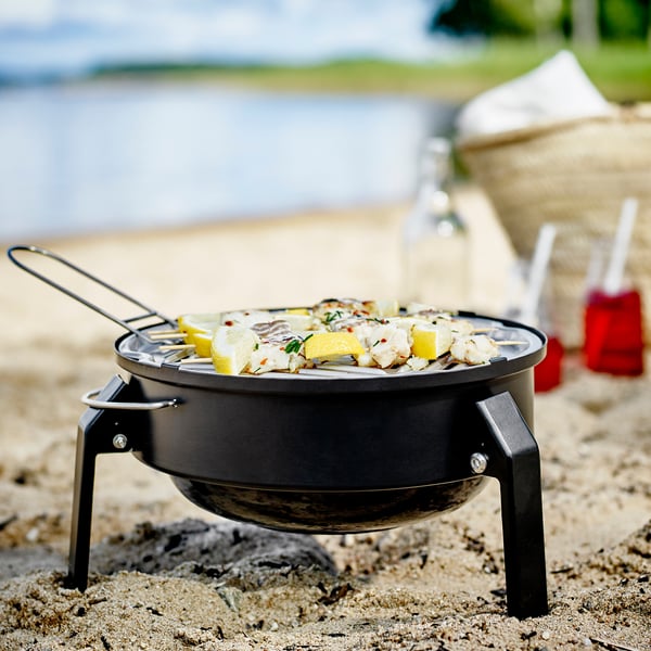 KORPÖN Portable charcoal barbecue, black