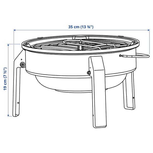 KORPÖN Portable charcoal barbecue, black
