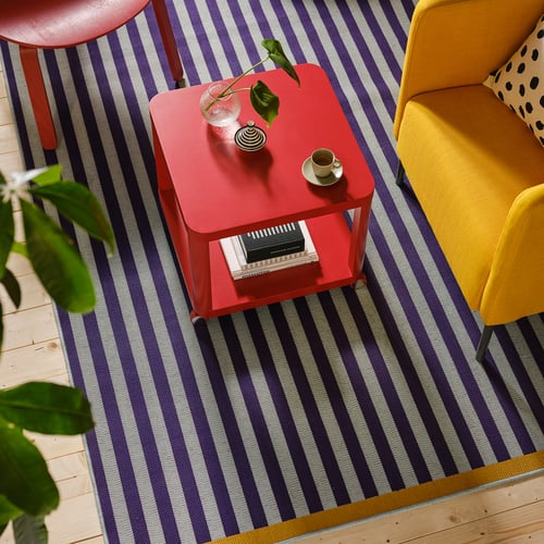 KORSNING Rug flatwoven, in/outdoor, multicolour light blue/striped