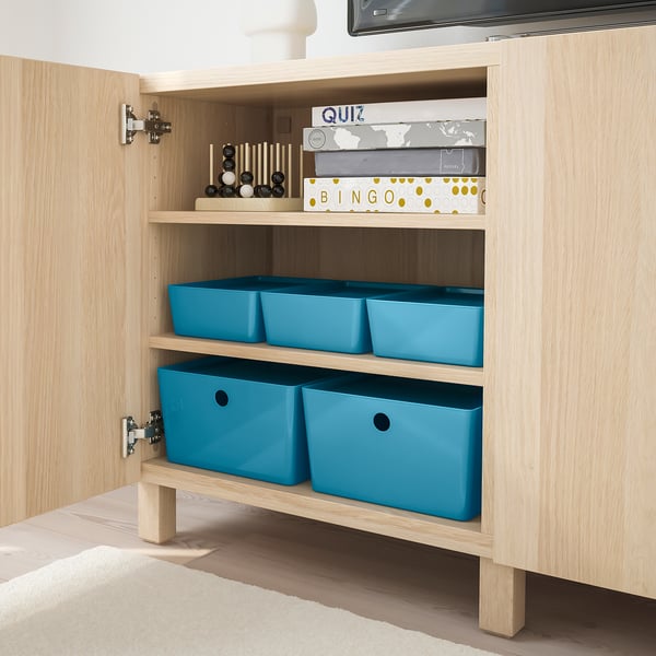 KUGGIS Storage box with lid blue, plastic IKEA