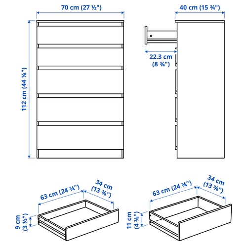 Illustration with measurements for the product: KULLEN.