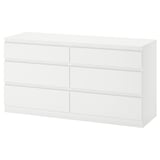 KULLEN Chest of 6 drawers, white, 140x72 cm