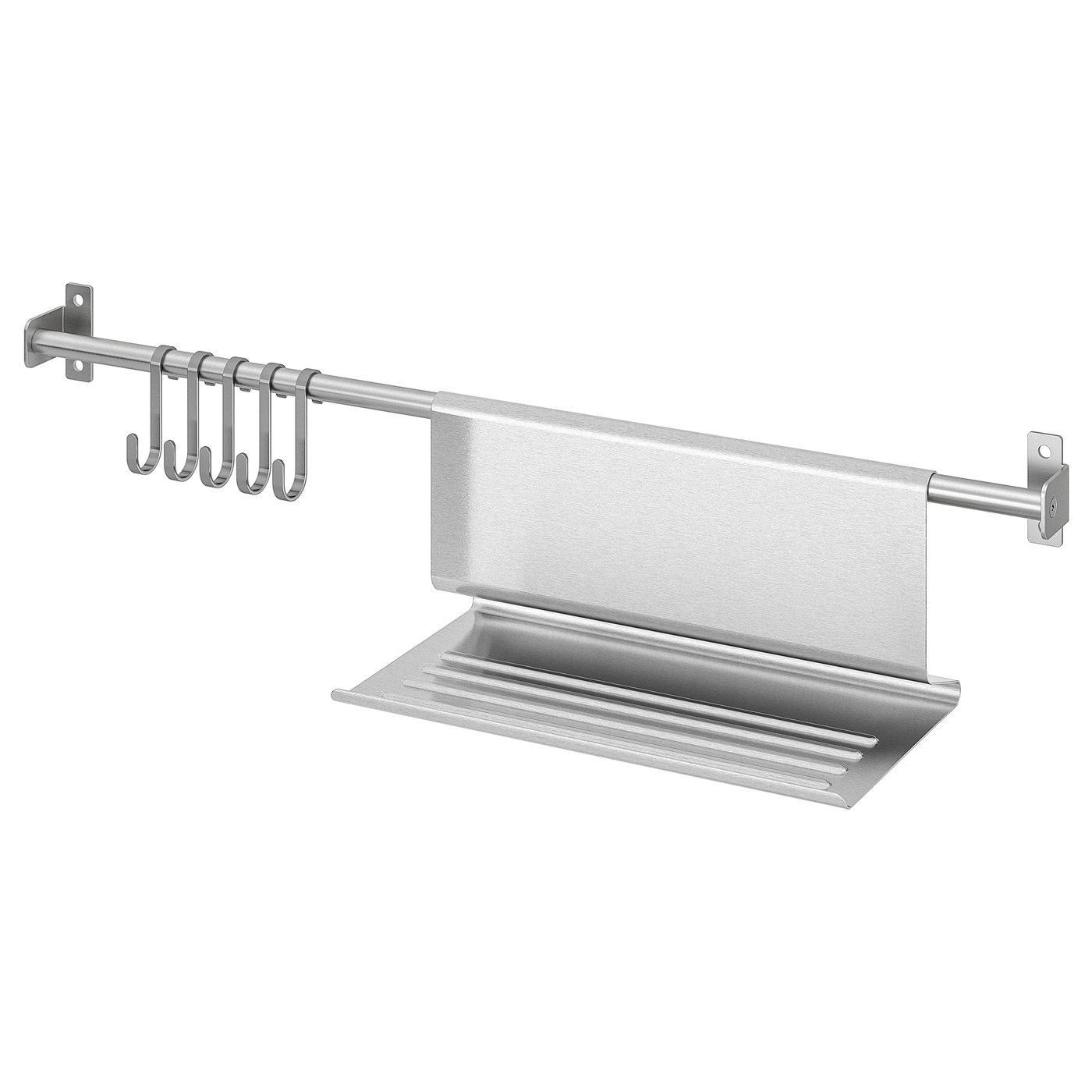 KUNGSFORS Rail with 5 hooks and tablet stand stainless steel IKEA