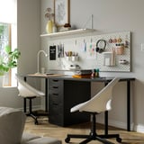 LAGKAPTEN / ALEX Desk, black-brown/black, 200x60 cm