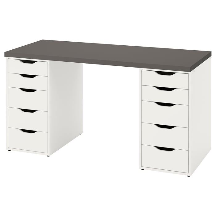 LAGKAPTEN / ALEX Desk, dark grey/white, 140x60 cm IKEA