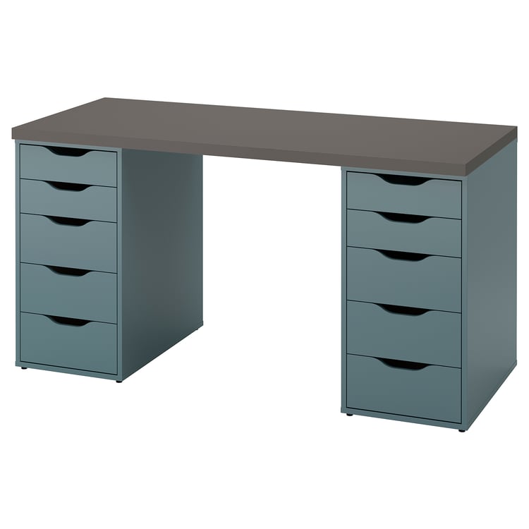 LAGKAPTEN / ALEX Desk, grey/turquoise, 140x60 cm IKEA