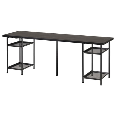 LAGKAPTEN / SPÄND Desk, black-brown/black, 200x60 cm