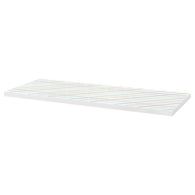 LAGKAPTEN Table top, grid/multicolour, 140x60 cm