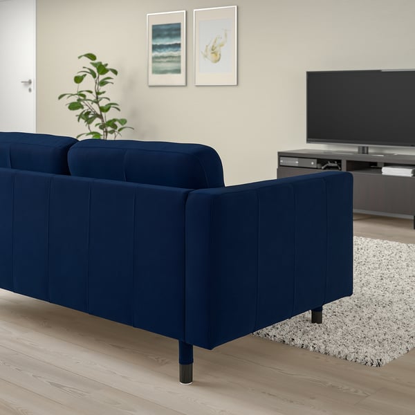 LANDSKRONA 2-seat sofa, Djuparp dark blue/wood/black