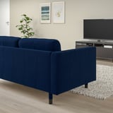 LANDSKRONA 2-seat sofa, Djuparp dark blue/wood/black