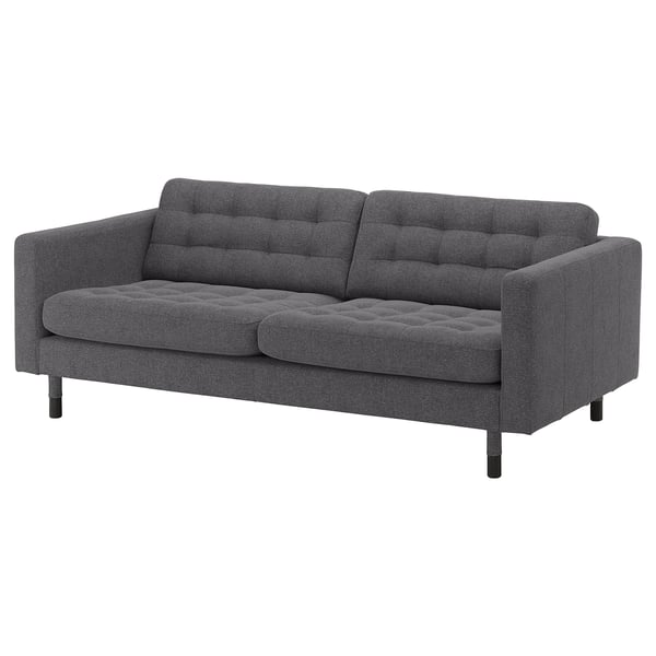 LANDSKRONA 3-seat sofa, Gunnared dark grey/wood/black