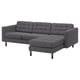Option: LANDSKRONA 3-seat sofa with chaise longue, Gunnared dark grey/wood/black