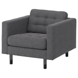 LANDSKRONA Armchair, Gunnared dark grey/wood/black